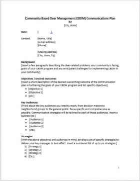 Communications Plan Template - MS Word