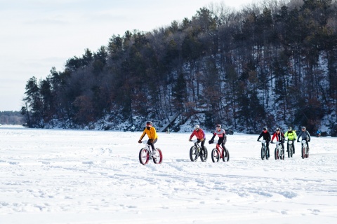 Fat-Bike Race on Lake Altoona, Wisconsin- Chippewa Off Road Bike Association
